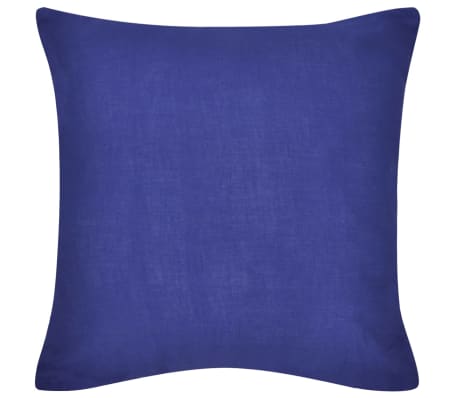 130921 4 Blue Cushion Covers Cotton 80 x 80 cm