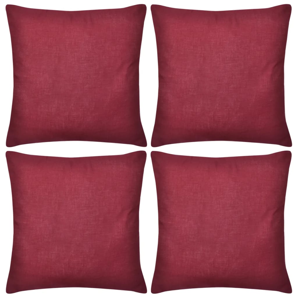 Huse de pernă din bumbac, 80 x 80 cm, roșu burgund, 4 buc. vidaXL