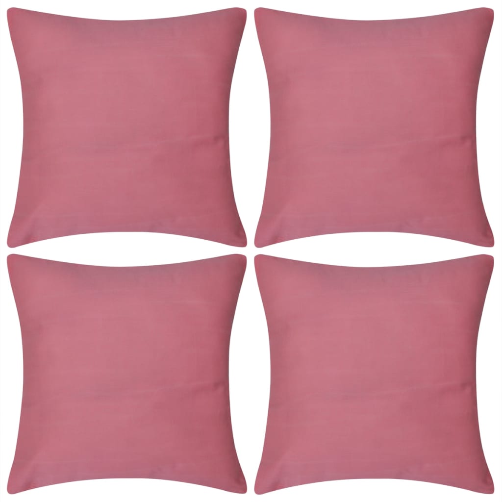 Huse de pernă din bumbac, 50 x 50 cm, roz, 4 buc. vidaXL