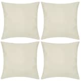 4 Beige Cushion Covers Linen-look 40 x 40 cm