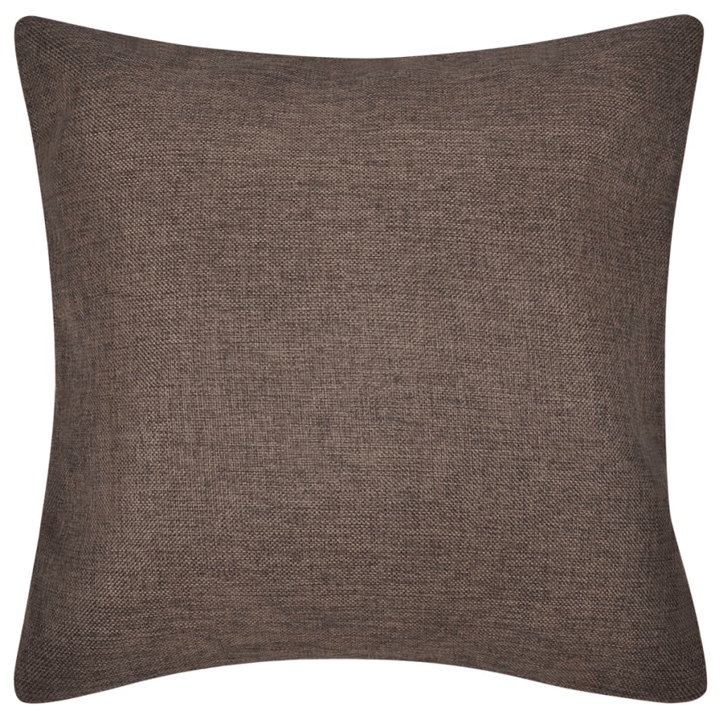 4 Brown Cushion Covers Linen-look 80 x 80 cm