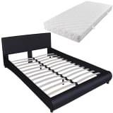 vidaX Cama con colchón de cuero artificial negra 140x200 cm