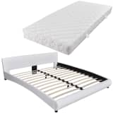 vidaXL Cama com colchão 180 x 200 cm couro artificial branco