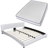 vidaXL Cama con colchón de cuero artificial blanca 180x200 cm