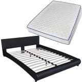vidaXL Cama com colchão 180 x 200 cm couro artificial preto