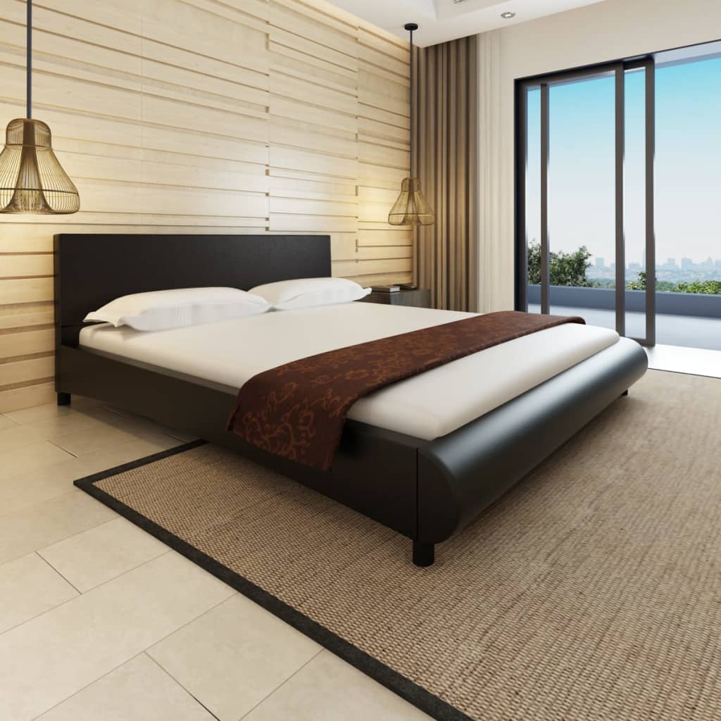 Bett mit Memory-Schaum-Matratze Schwarz Kunstleder 180×200 cm kaufen
