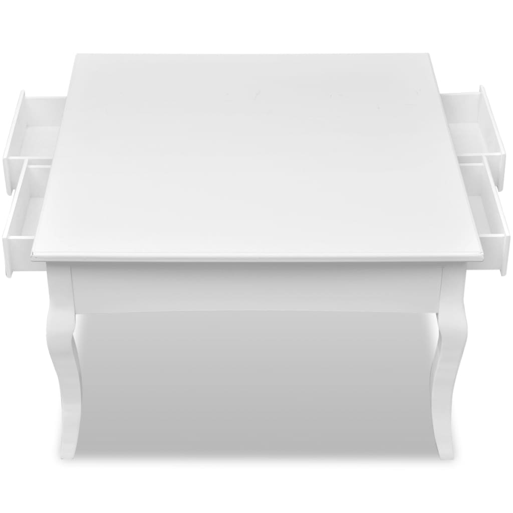 Négyfiókos fehér dohányzóasztal 