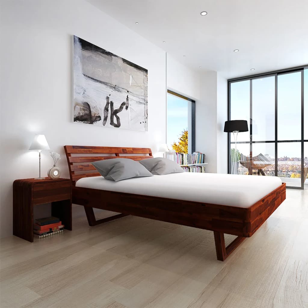 vidaXL Rama łóżka, brązowa, lite drewno akacjowe, 180x200 cm