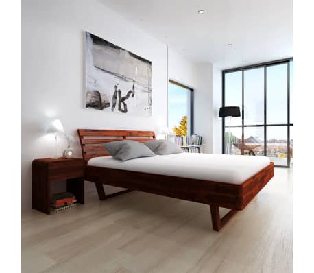 vidaXL Rama łóżka, brązowa, lite drewno akacjowe, 180x200 cm