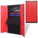 Metal Tool Storage Cabinet with Removable Tool Chest Black-red