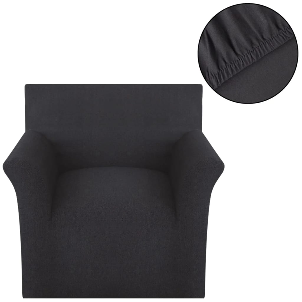 vidaXL Разтегателен калъф за диван, черно памучно жарсе