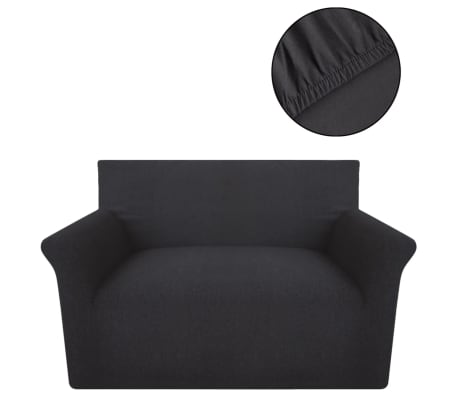 vidaXL elastīgs dīvāna pārvalks, kokvilnas džersijs, antracītpelēks