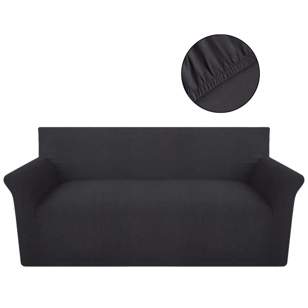 VidaXL elastīgs dīvāna apvalks, kokvilna, antracīta krāsā