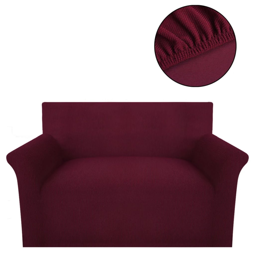 vidaXL funda elástica para sofá de tela acanalada color borgoña