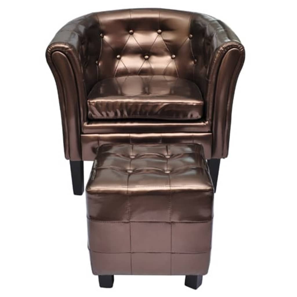 

vidaXL Tub Chair with Footrest Brown Faux Leather
