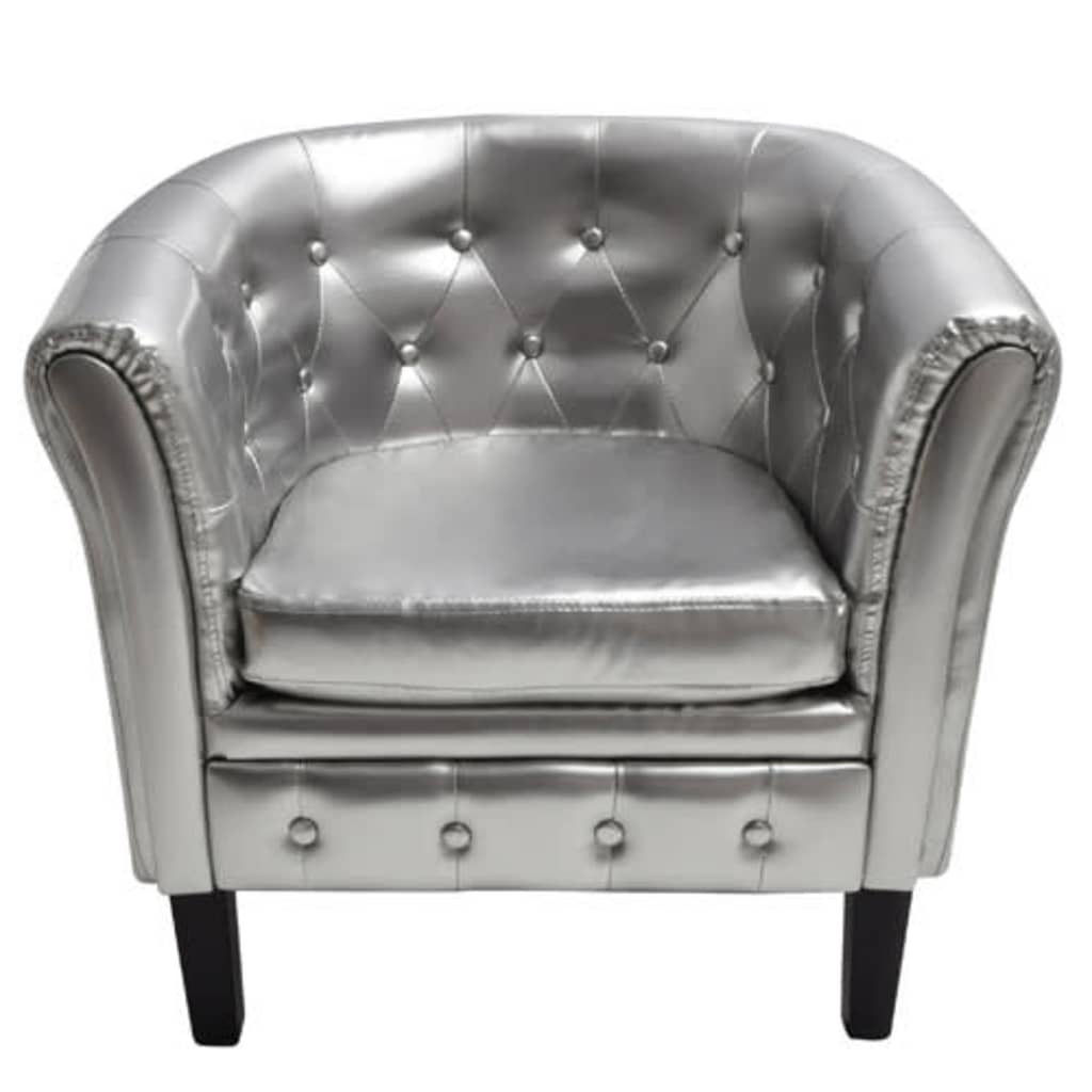 

vidaXL Tub Chair Silver Faux Leather