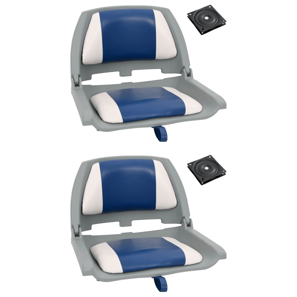 4-tlg. Bootssitz-Set Klappbar mit Polster in Blau-Weiß