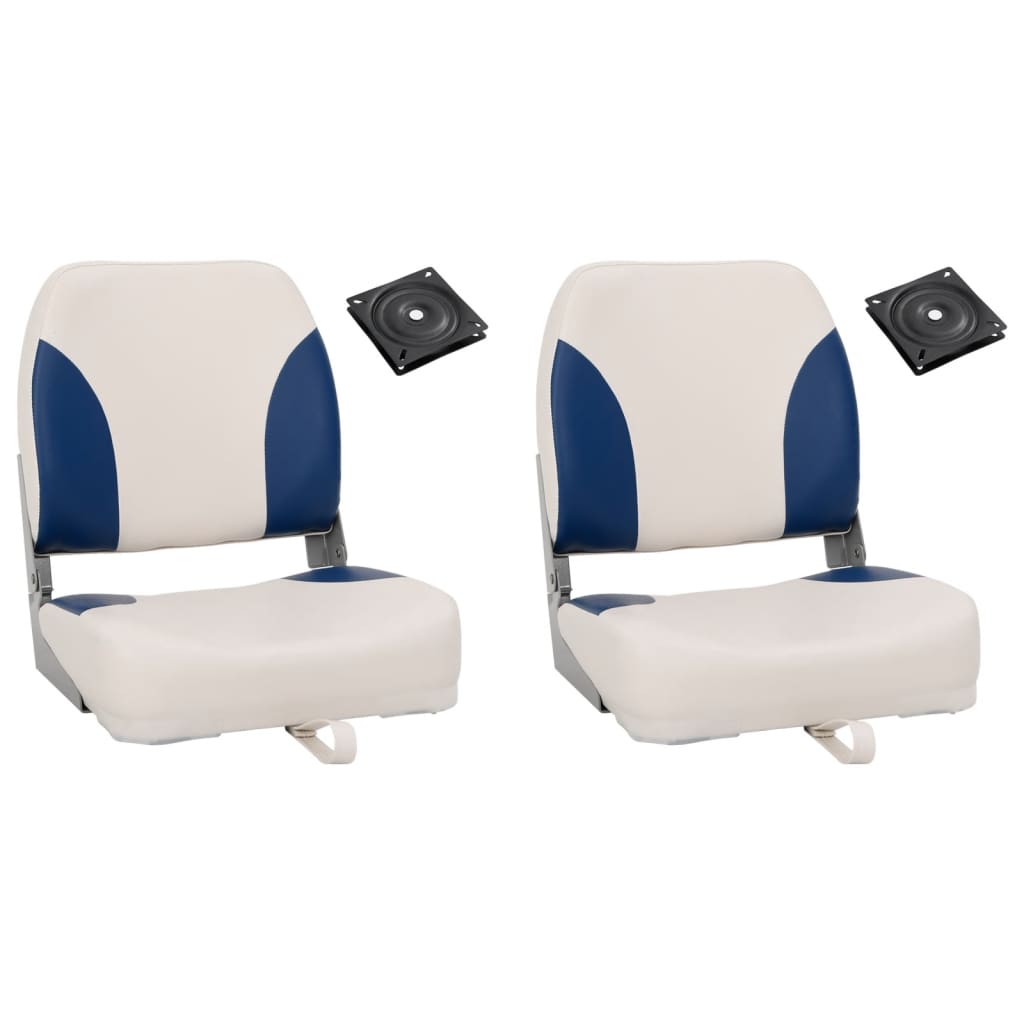 4-tlg. Bootssitz-Set Klappbar mit Polster in Blau-Weiß