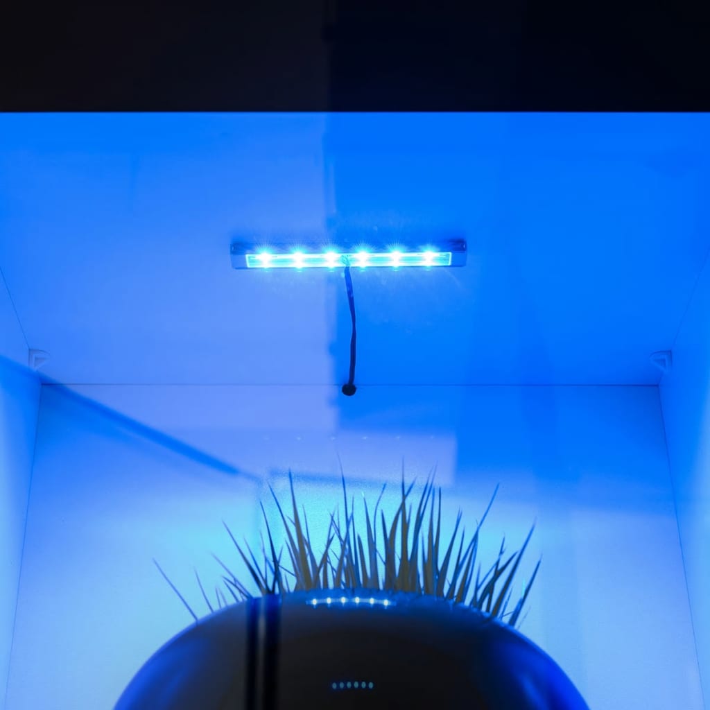 Hochglanz Wohnwand Anbauwand TV-Möbel blaue LED-Lichter 8tlg. schwarz
