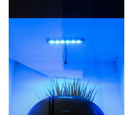 Hochglanz Wohnwand Anbauwand TV-Möbel blaue LED-Lichter 8tlg. schwarz