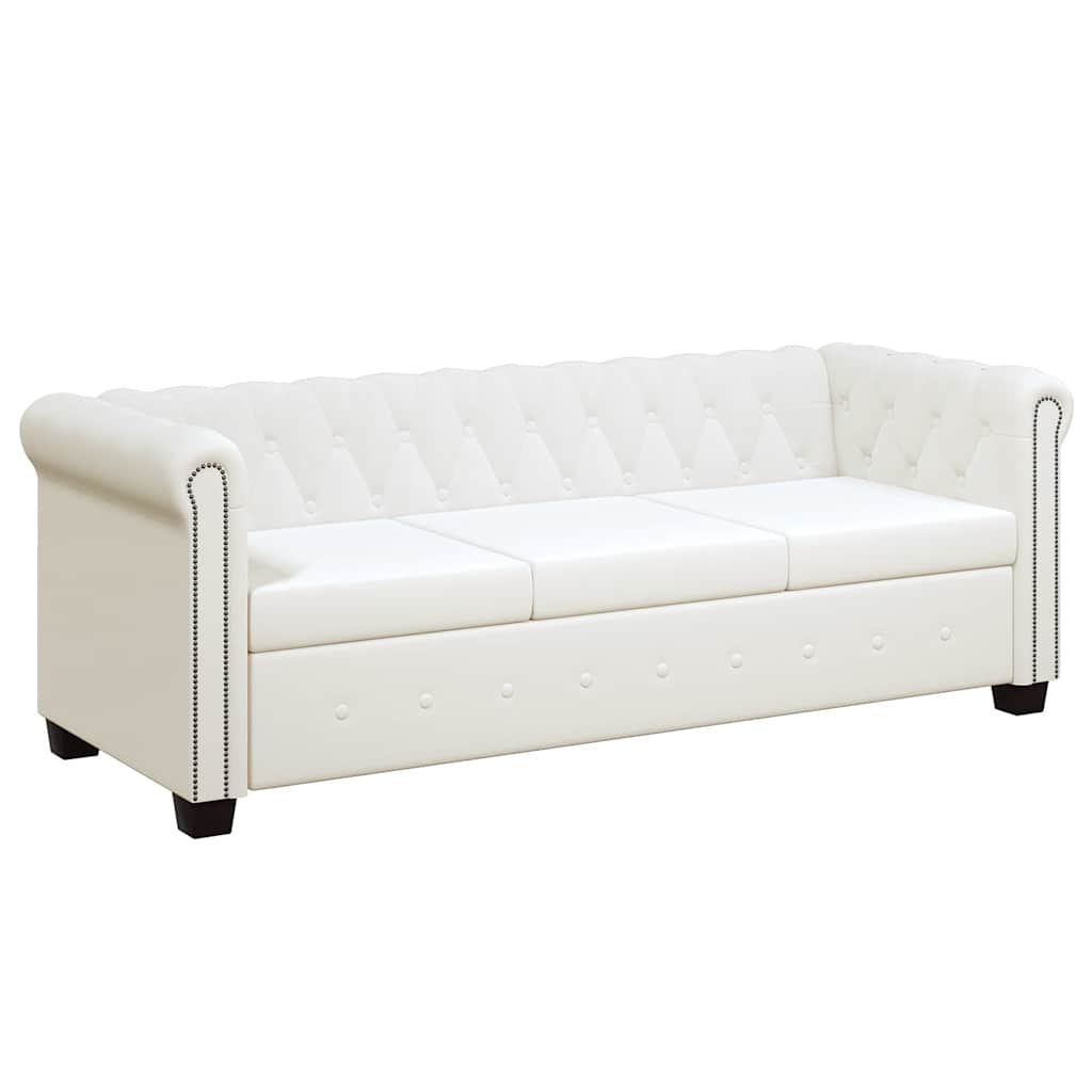 Thumbnail - vidaXL Chesterfield-Sofas 2-Sitzer und 3-Sitzer Kunstleder Weiß