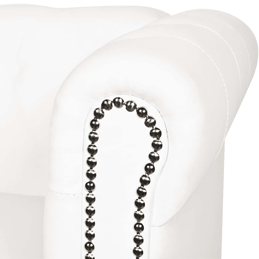 Chesterfield kavč dvosed in trosed um. usnje bele barve - slika 12