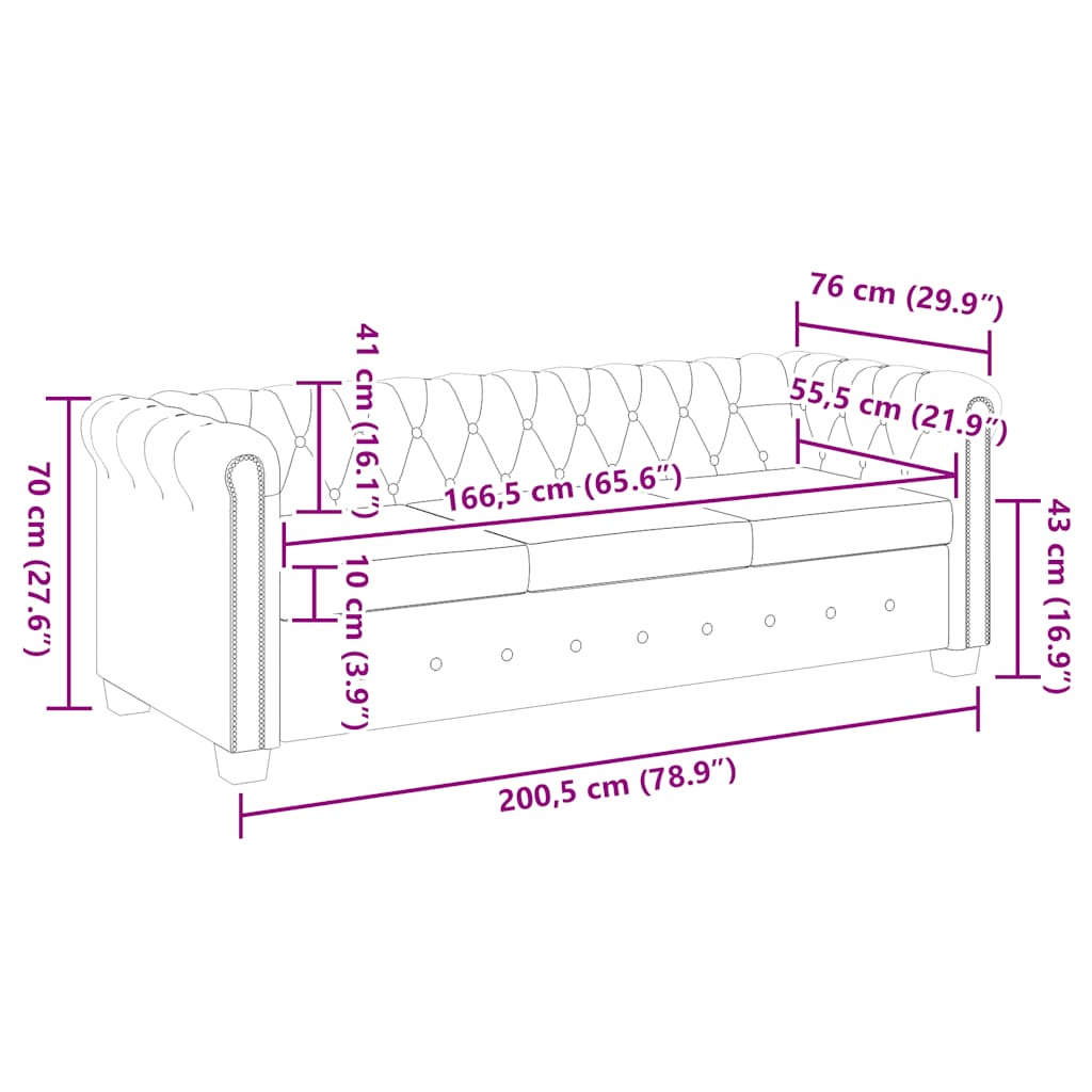 Chesterfield kavč dvosed in trosed um. usnje bele barve - slika 13