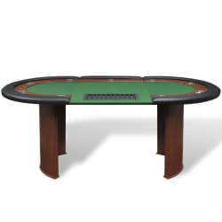 vidaXL 10人用ポーカーテーブル ディーラーエリア＆チップトレイ付き グリーン