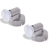 vidaXL Wall Lamp with LED Spotlight 2 pcs Satin Nickel