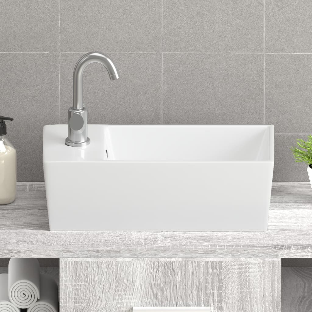 vidaXL Wasbak 48x25x15 cm keramiek wit afbeelding