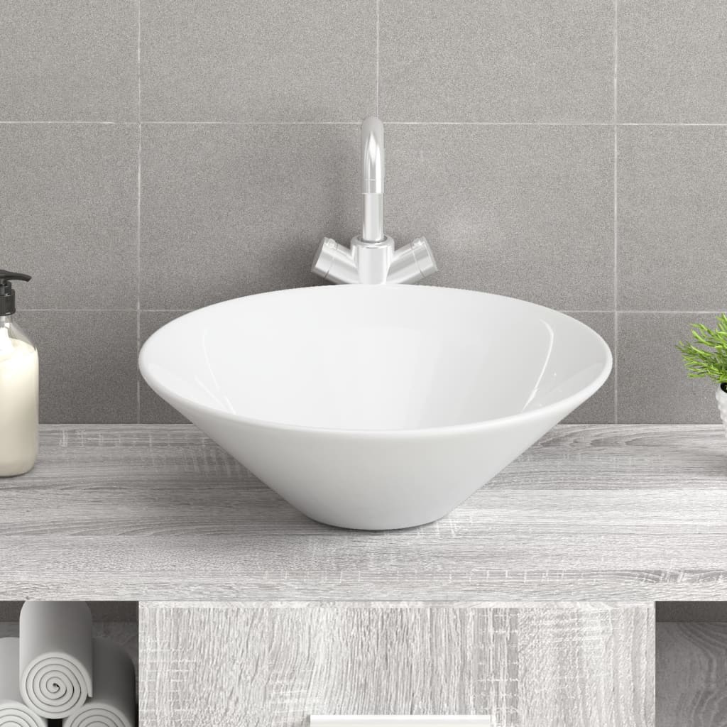vidaXL Wasbakken 2 st 42x42x14 cm keramiek wit afbeelding