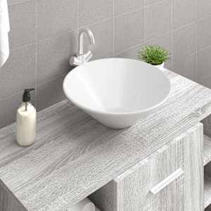 Umivalnik 2 kosa bel 42x42x14 cm keramični