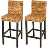vidaXL Bar Stool 2 pcs Abaca Brown