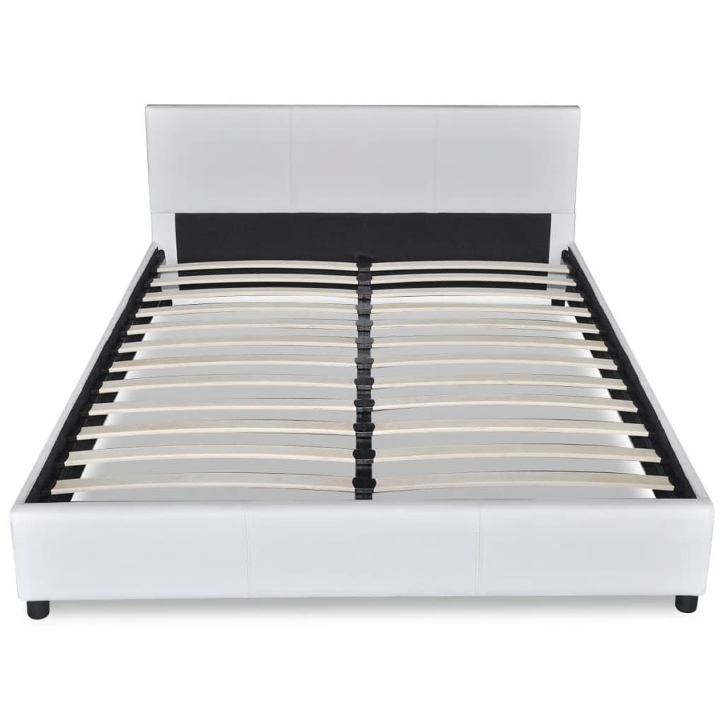 vidaXL Bed Frame White Faux Leather 135x190 cm 4FT6 Double