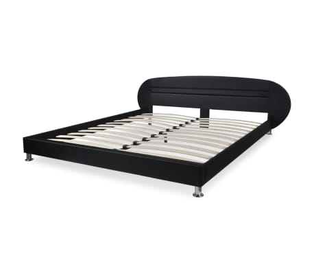 vidaXL Bed Frame with LED Black Faux Leather 150x200 cm 5FT King Size