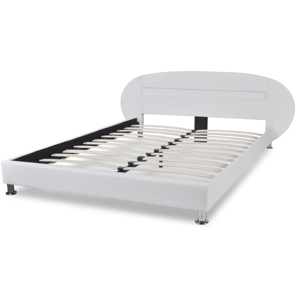 vidaXL Bed Frame with LED White Faux Leather 135x190 cm 4FT6 Double