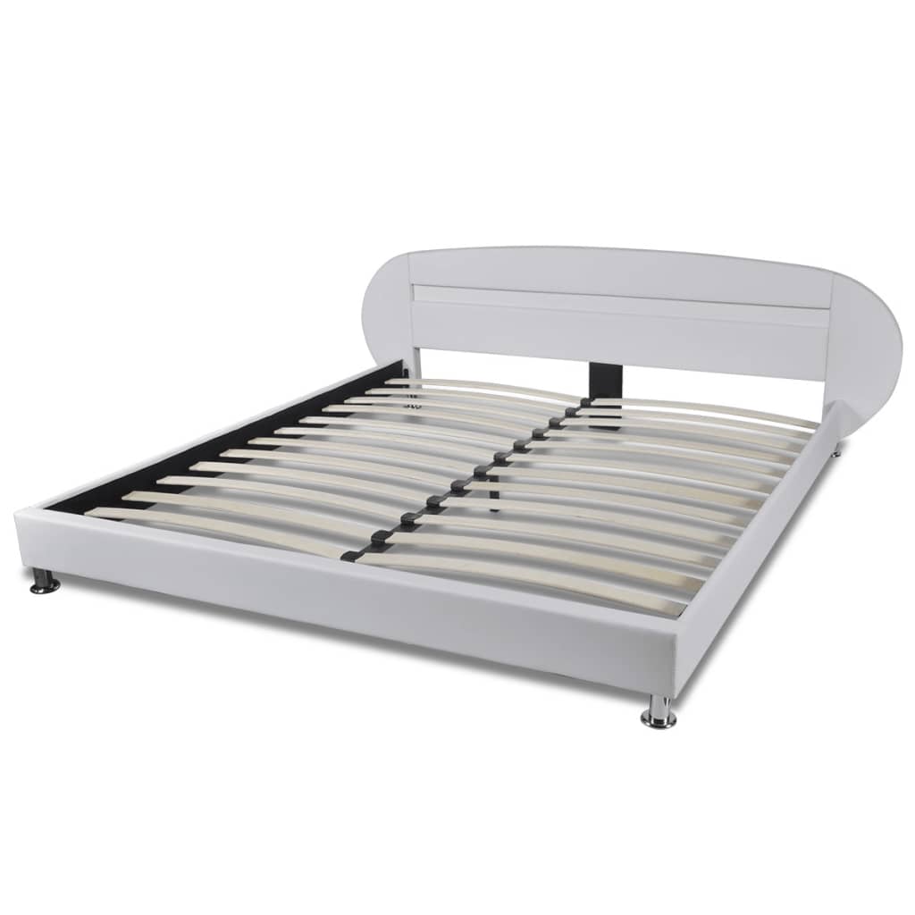 vidaXL Bed Frame with LED White Faux Leather 150x200 cm 5FT King Size