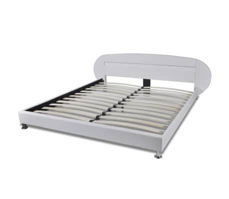 vidaXL Bed Frame with LED White Faux Leather 150x200 cm 5FT King Size