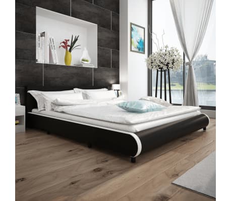 vidaXL Bed Frame with Drawers Black Faux Leather 150x200 cm 5FT King Size