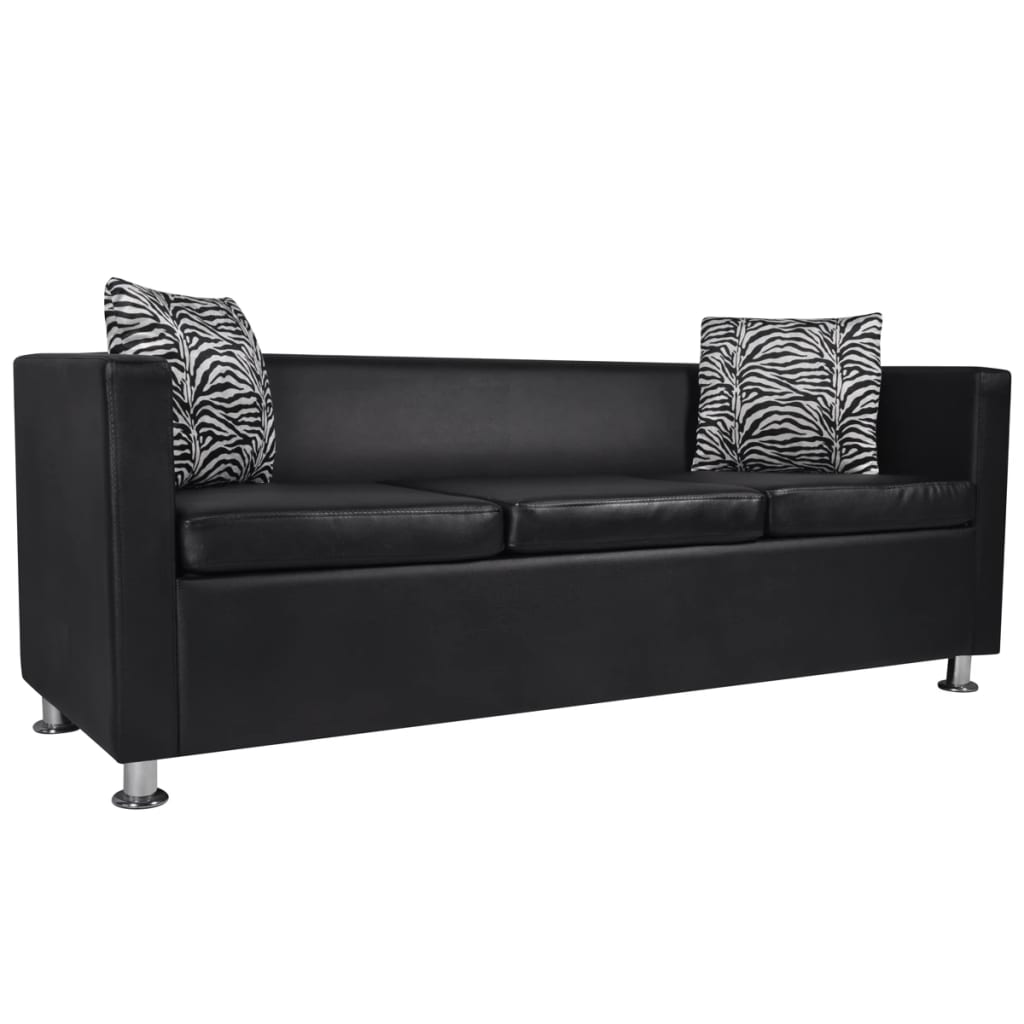 

Artificial Leather 3-Seater Sofa Black