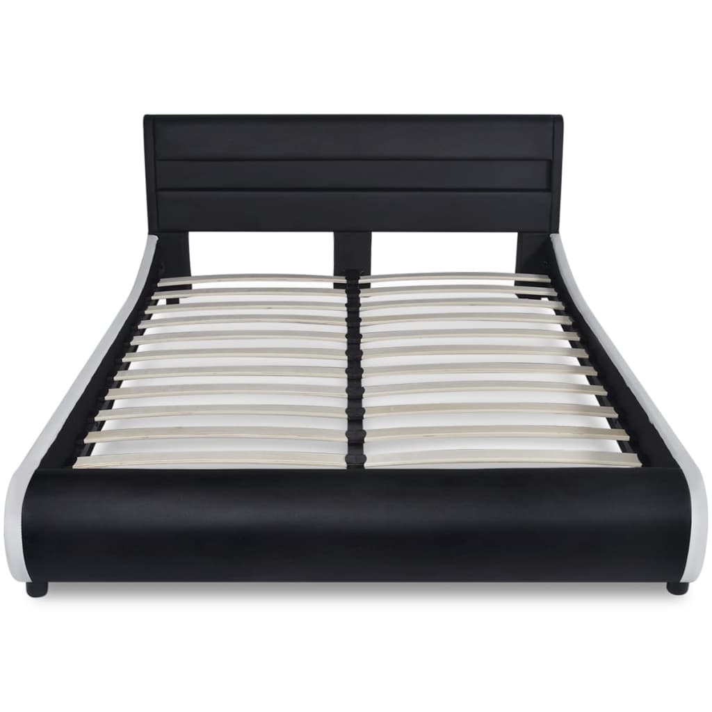 

vidaXL Bed met matras LED kunstleer zwart 140x200 cm