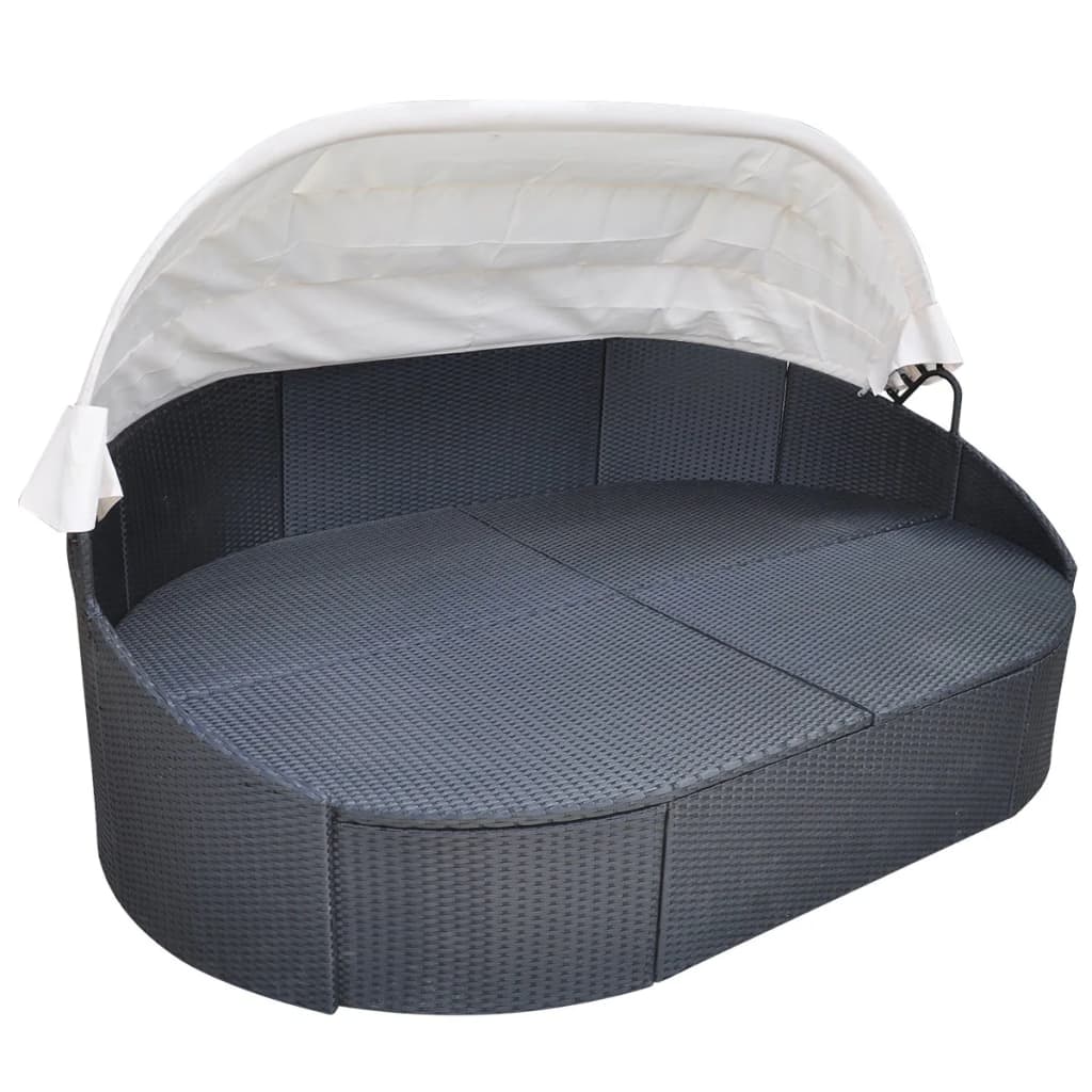Thumbnail - vidaXL Outdoor-Loungebett mit Dach Poly Rattan Schwarz
