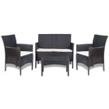 vidaXL Garden Sofa Set Seven Pieces Black Poly Rattan