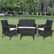 vidaXL Loungeset zwart poly rattan