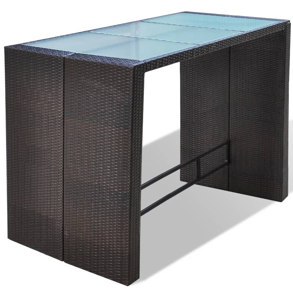 Meuble De Bar De Jardin 7 Pcs Et Coussins Résine Tressée Marron VidaXL 17 width=274