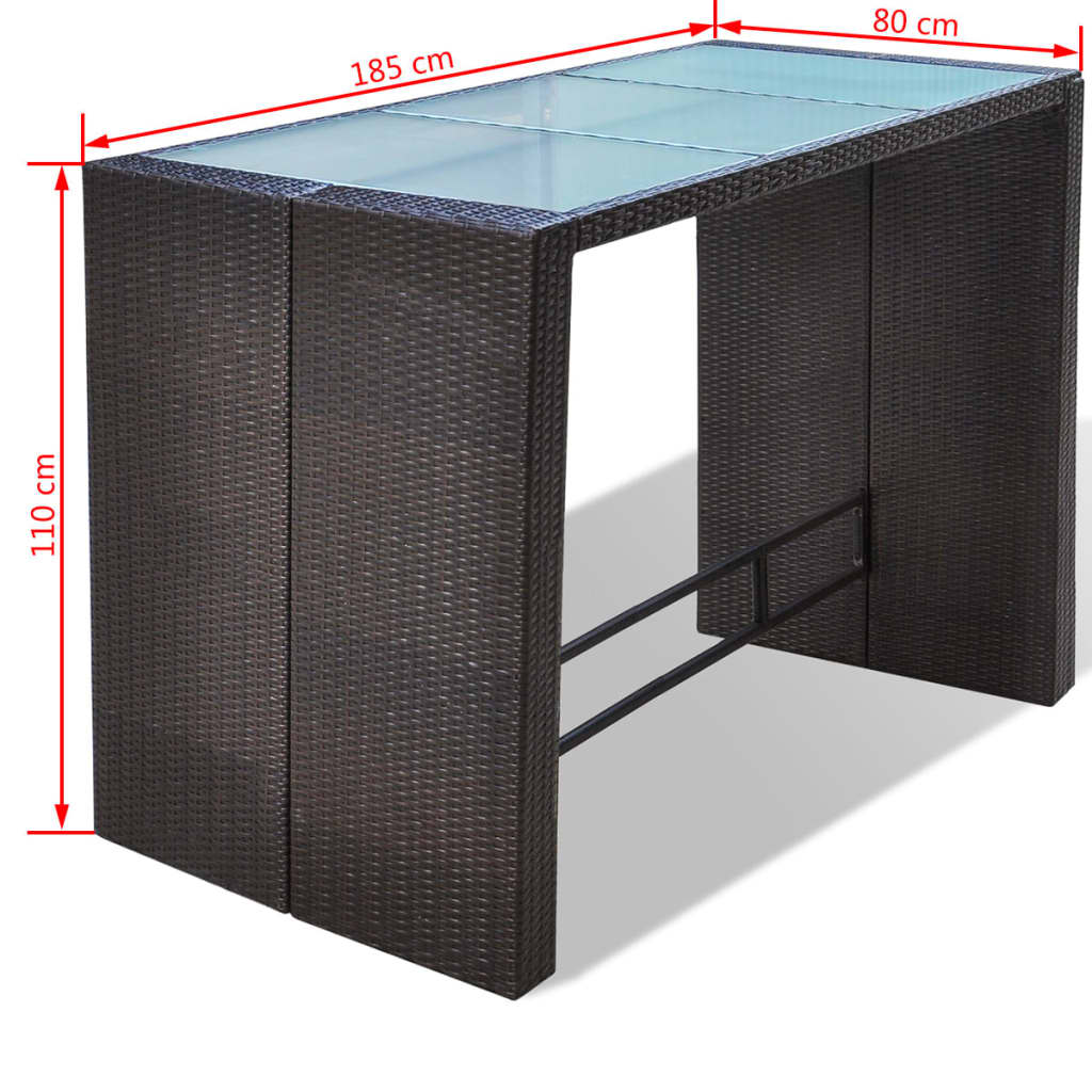 Meuble De Bar De Jardin 7 Pcs Et Coussins Résine Tressée Marron VidaXL 20 width=274