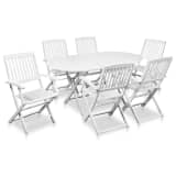 vidaXL Outdoor Dining Set 7 Pieces White Acacia Wood