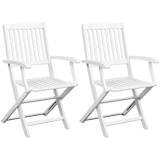 vidaXL Folding Dining Chairs 2 pcs White Acacia Wood