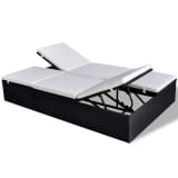 vidaXL Ligbed met kussen tweepersoons 194x120 cm poly rattan zwart