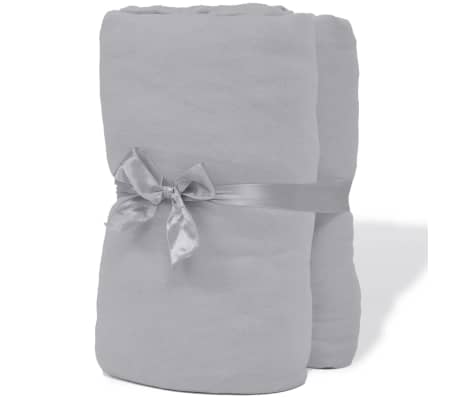 vidaXL Bavlnené "jersey" plachty na posteľ, 2 ks, 160gsm, 90x190-100x200 cm, sivé